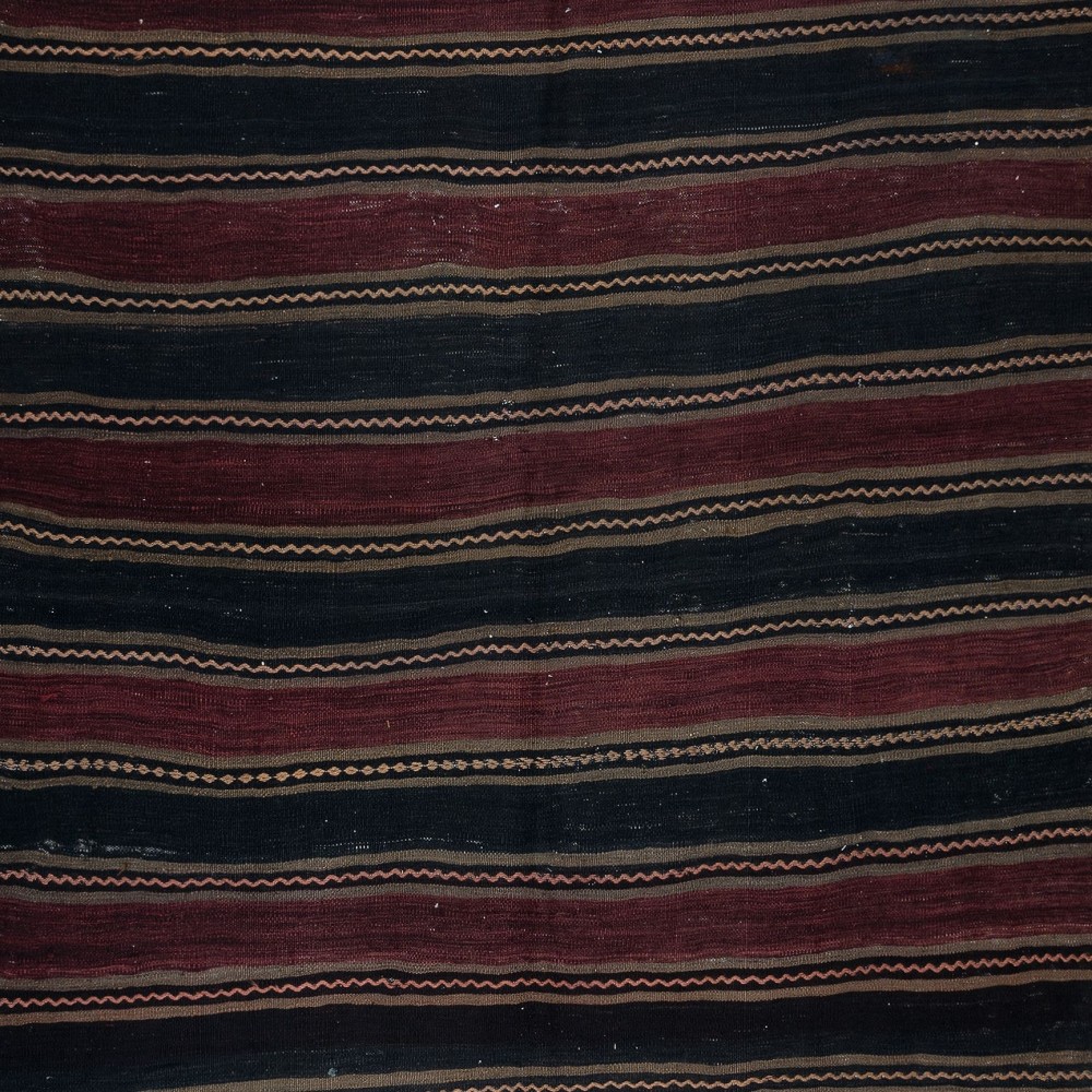Hand-Woven Striped Anatolian Kilim Rug, Flat-Weve Vintage Carpet 100% Wool