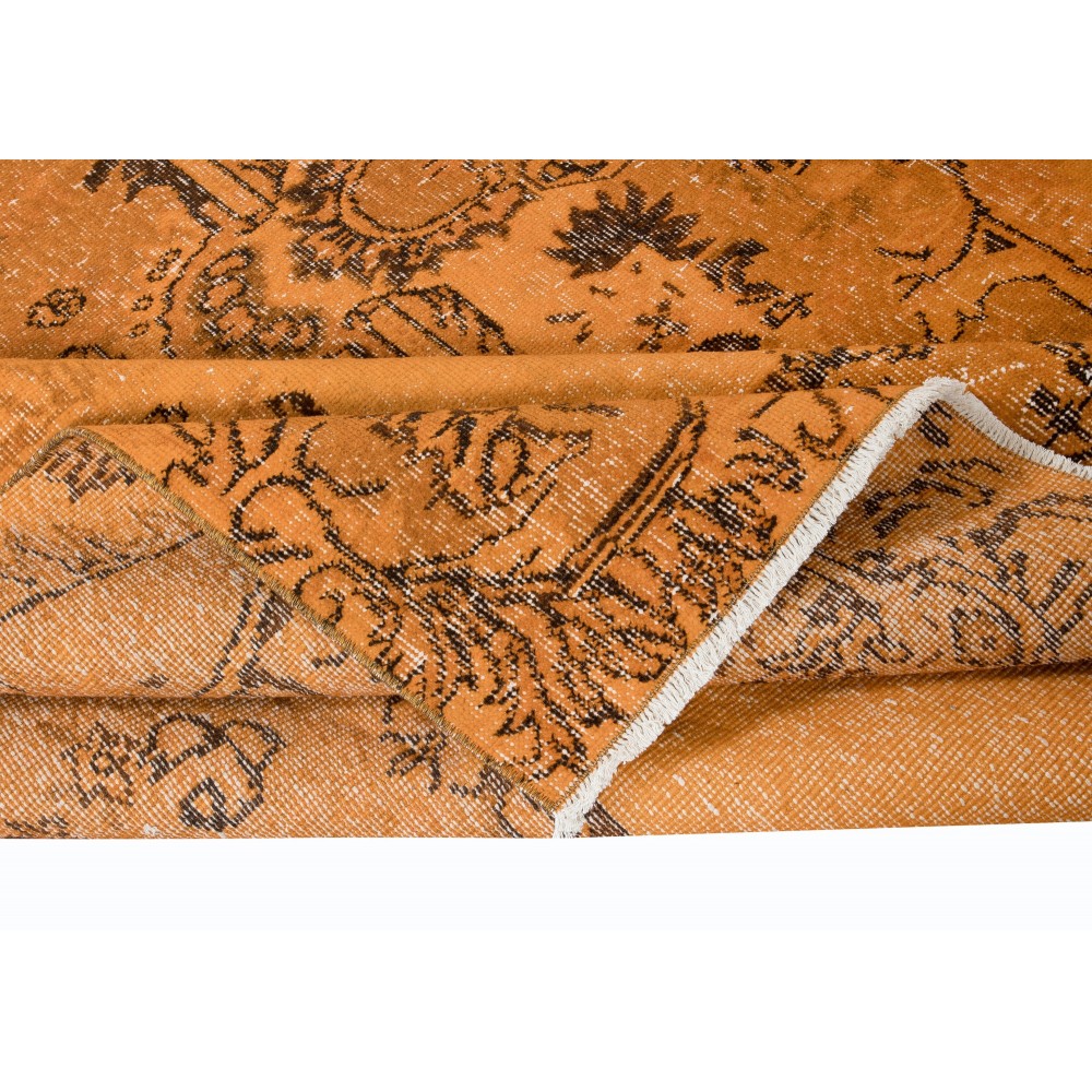 French Aubusson Inspired Orange Area Rug, Handwoven and Handknotted in Turkey
