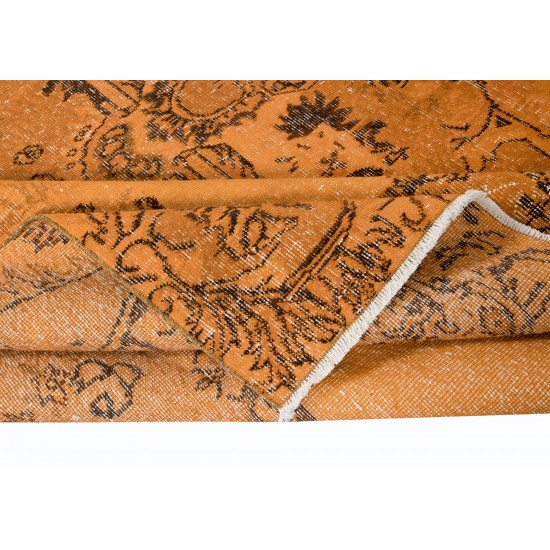 French Aubusson Inspired Orange Area Rug, Handwoven and Handknotted in Turkey