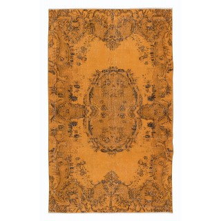 French Aubusson Inspired Orange Area Rug, Handwoven and Handknotted in Turkey
