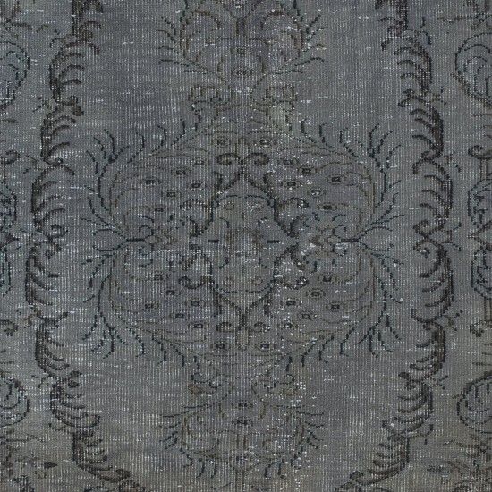 Handmade Turkish Rug Over-Dyed in Gray, Vintage Wool and Cotton Carpet