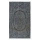 Handmade Turkish Rug Over-Dyed in Gray, Vintage Wool and Cotton Carpet