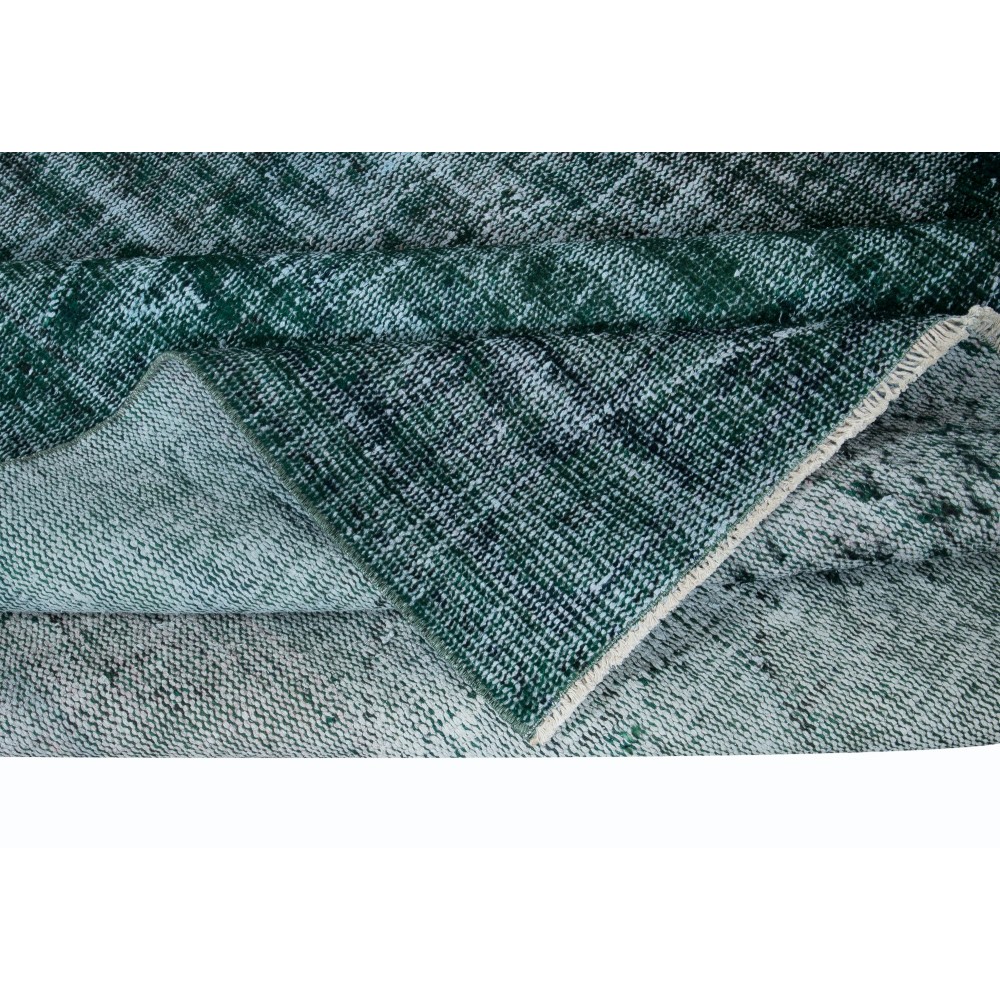 Modern Handmade Turkish Green Area Rug with Shabby Chic Style