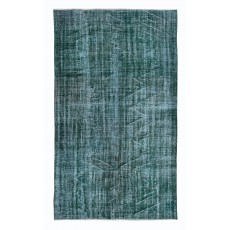 Modern Handmade Turkish Green Area Rug with Shabby Chic Style