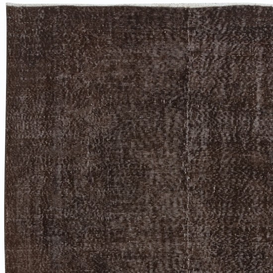 Brown Handmade Turkish Area Rug, Bohem Eclectic Room Size Carpet