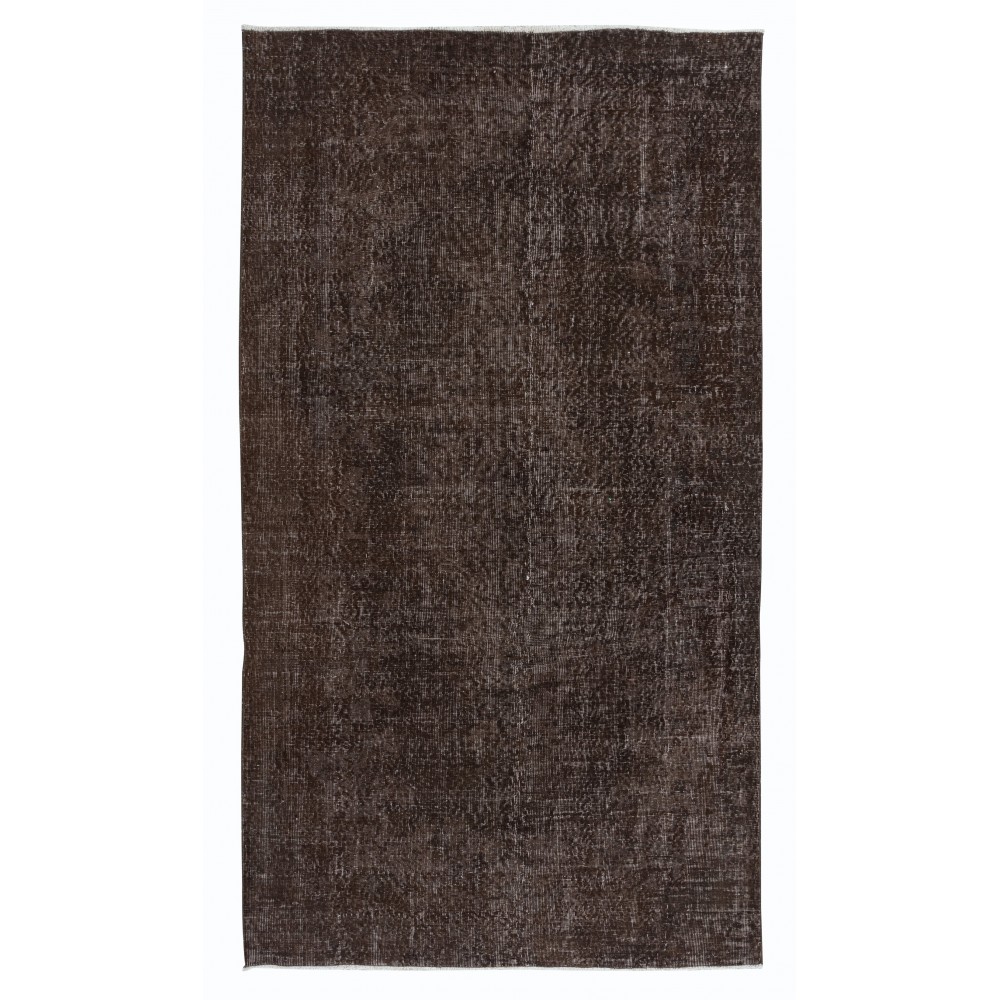 Brown Handmade Turkish Area Rug, Bohem Eclectic Room Size Carpet