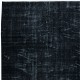 Overdyed Wool Black Area Rug, Handmade in Turkey, Modern Upcycled Carpet
