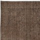 Room-Size Handmade Turkish Rug Re-Dyed in Brown for Modern Living Room Decor