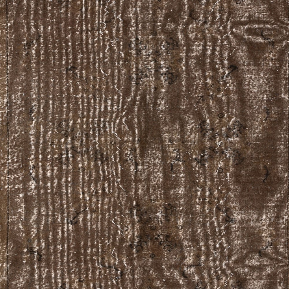 Room-Size Handmade Turkish Rug Re-Dyed in Brown for Modern Living Room Decor