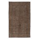 Room-Size Handmade Turkish Rug Re-Dyed in Brown for Modern Living Room Decor