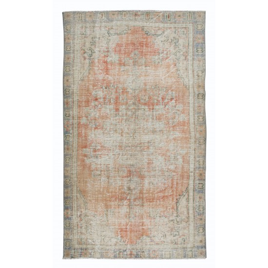 Hand Knotted Anatolian Rug, Mid-Century Shabby Chic Carpet