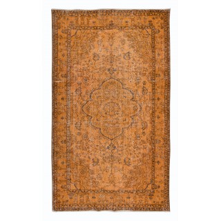 Vintage Orange Area Rug, Handwoven and Handknotted in Turkey