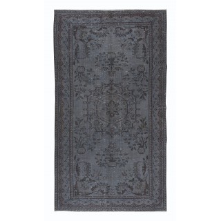 Contemporary Handmade Turkish Wool Area Rug in Shadow Grey & Brown Tones