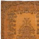 Handmade Turkish Salon Rug in Orange, Modern Bedroom Carpet with Medallion Design