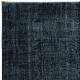 Handmade Turkish Room Size Wool Area Rug in Black & Bluish Black, Great 4 Modern Interiors