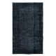 Handmade Turkish Room Size Wool Area Rug in Black & Bluish Black, Great 4 Modern Interiors