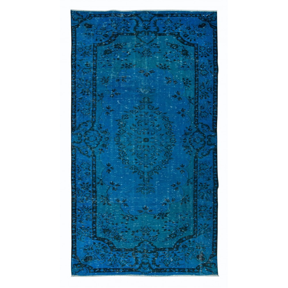 Blue Handmade Turkish Rug for Living Room, Entrance, Bedroom, Dining Room & Kids Room