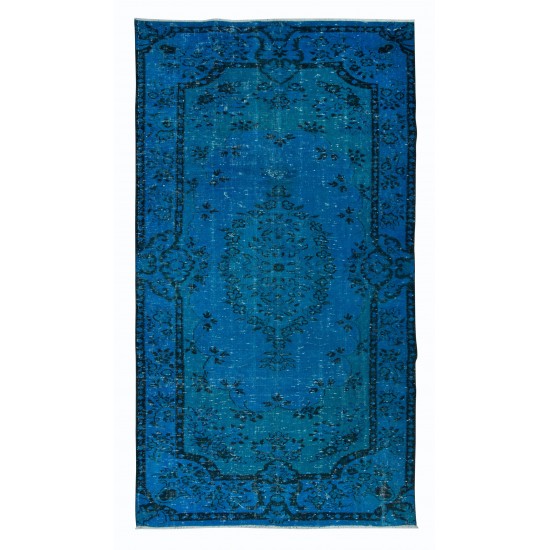 Blue Handmade Turkish Rug for Living Room, Entrance, Bedroom, Dining Room & Kids Room