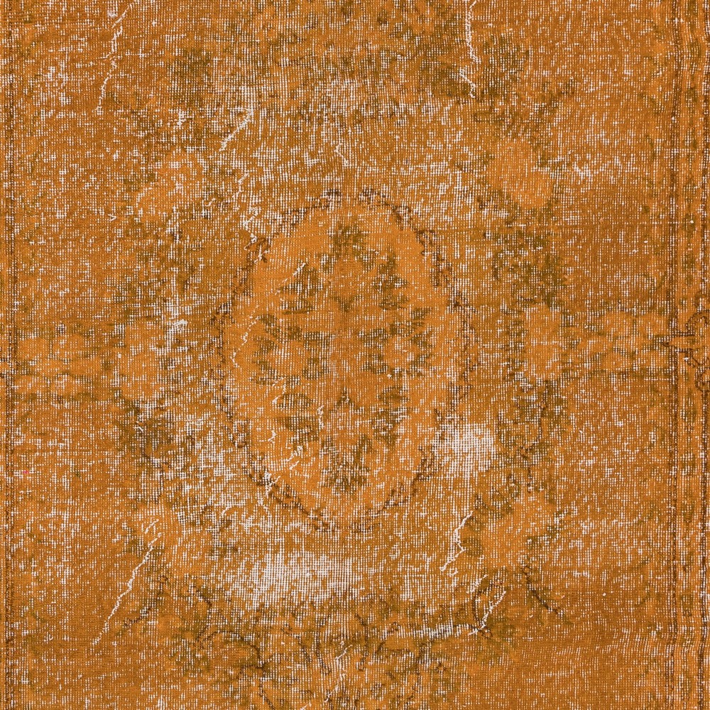 Orange Area Rug, Handmade Floor Covering, Upcycled Turkish Carpet Made of Wool & Cotton