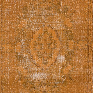 Orange Area Rug, Handmade Floor Covering, Upcycled Turkish Carpet Made of Wool & Cotton