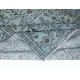 Floral Patterned Handmade Turkish Rug Over-Dyed in Light Blue