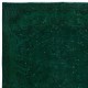 Hand-Made Turkish Area Rug in Forest Green, Modern Carpet, Woolen Floor Covering