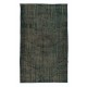Distressed Dark Green Rug, Handmade Turkish Carpet, Shabby Chic Style Floor Covering