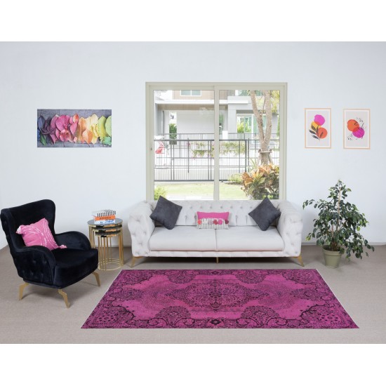 Decorative Pink Rug for Modern Interiors, Handwoven and Handknotted in Turkey
