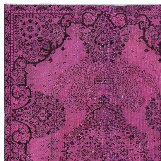 Decorative Pink Rug for Modern Interiors, Handwoven and Handknotted in Turkey