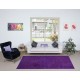 Dark Purple Handmade Room Size Area Rug. Modern Turkish Carpet. Floral Pattern Rug for Living Room