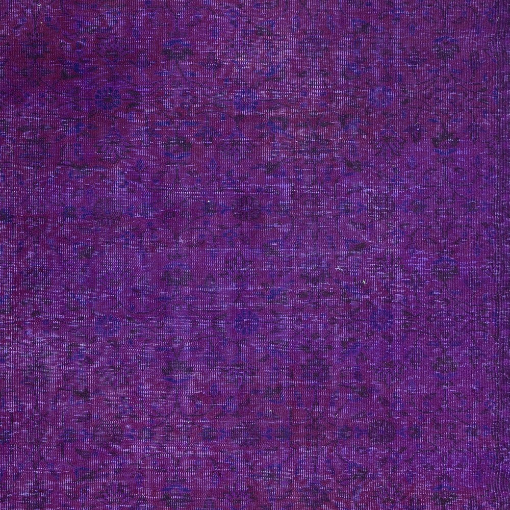 Dark Purple Handmade Room Size Area Rug. Modern Turkish Carpet. Floral Pattern Rug for Living Room