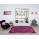 Modern Handmade Turkish Area Rug in Pink, Violet Purple & Brown