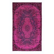Modern Handmade Turkish Area Rug in Pink, Violet Purple & Brown