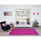 Modern Handmade Turkish Vivid Hot Pink Rug with Flower Design