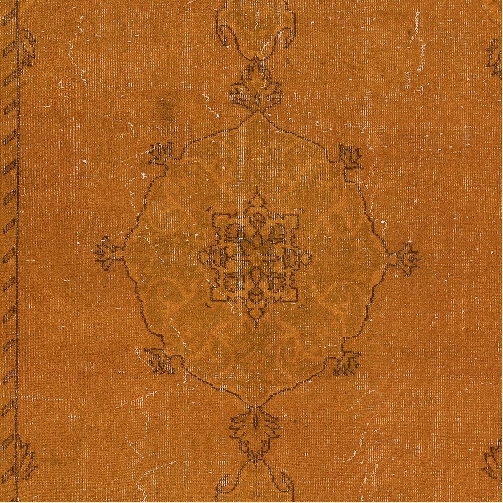 Authentic Orange Rug for Modern Interiors, Handmade Anatolian Carpet, Woolen Floor Covering