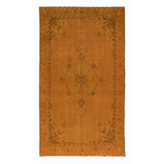 Authentic Orange Rug for Modern Interiors, Handmade Anatolian Carpet, Woolen Floor Covering