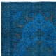 Modern Blue Area Rug made of wool and cotton, Hand-Knotted in Turkey