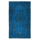 Modern Blue Area Rug made of wool and cotton, Hand-Knotted in Turkey