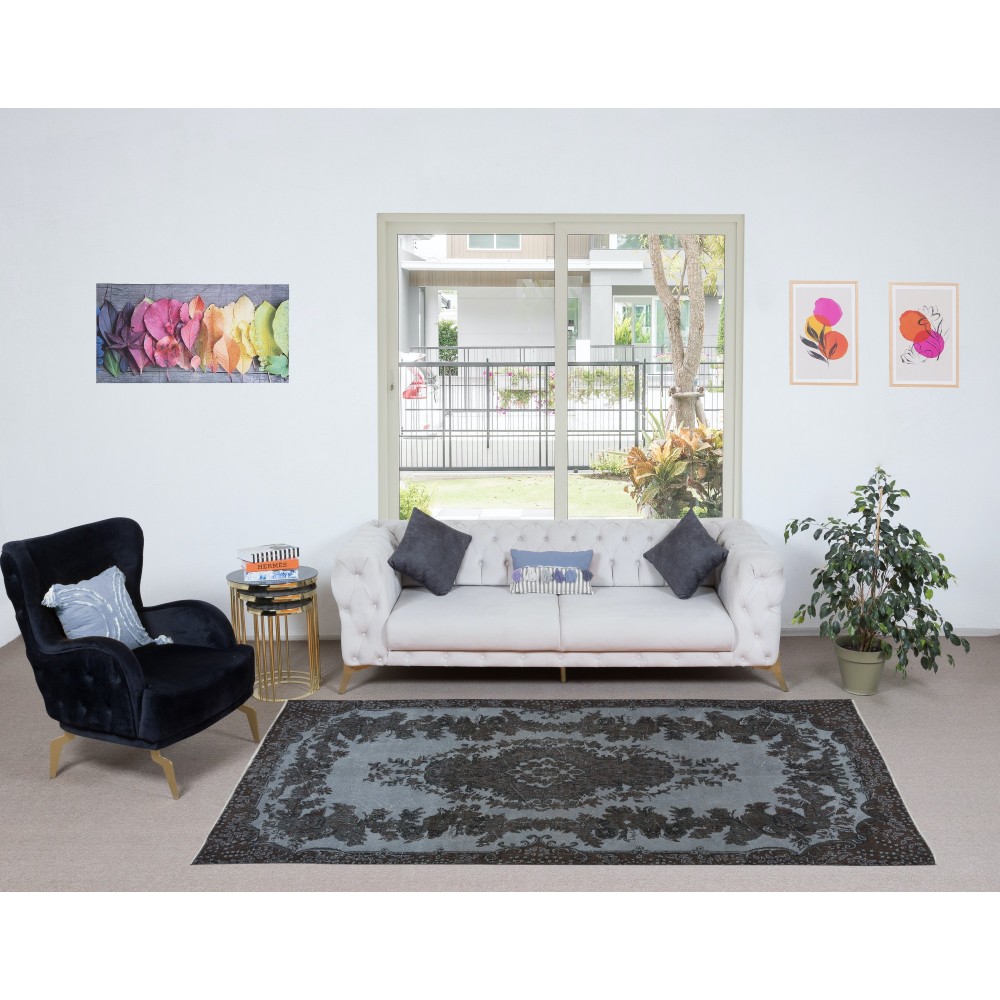 Gray Handmade Turkish Area Rug for Living Room, Entryway, Bedroom, Dining Room & Kids Room