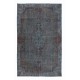 Modern Handmade Turkish Low Pile Area Rug in Gray, Maroon Red & Green