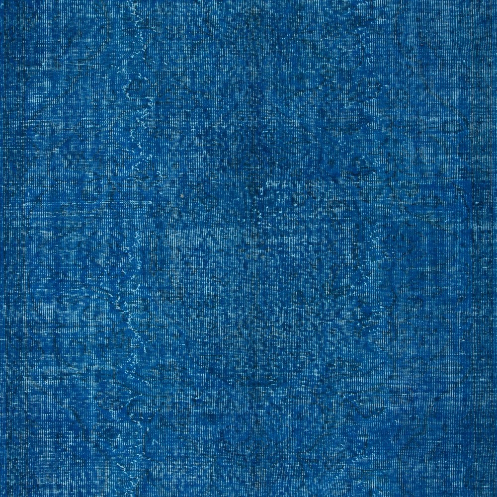 Handmade Turkish Wool Area Rug in Solid Blue 4 Modern Interiors