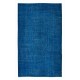 Handmade Turkish Wool Area Rug in Solid Blue 4 Modern Interiors