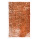 Handmade Turkish Area Rug with Shabby Chic Style in Orange Tones, Distressed Vintage Carpet