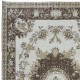 Classic Aubusson Inspired Vintage Rug in Beige and Brown, Sun Faded Hand Knotted Wool Carpet