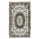 Classic Aubusson Inspired Vintage Rug in Beige and Brown, Sun Faded Hand Knotted Wool Carpet