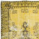 Distressed Yellow Area Rug for Modern Interiors, Hand Knotted in Turkey