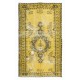 Distressed Yellow Area Rug for Modern Interiors, Hand Knotted in Turkey