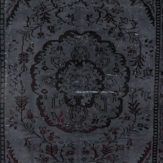 Handmade Turkish Rug in Dark Gray, Great 4 Modern Interiors