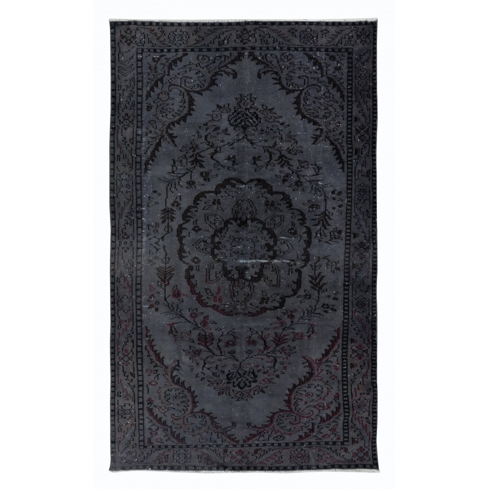Handmade Turkish Rug in Dark Gray, Great 4 Modern Interiors