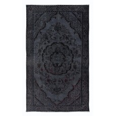 Handmade Turkish Rug in Dark Gray, Great 4 Modern Interiors